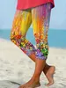 Women's Pants Capris Summer Womens Casual Colorful Lace Decoration Cropped Pants Printed Slim Fit Lace Long Legs Y240422