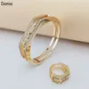 Donia Jewelry luxury bangle European and American fashion three active diamond copper micro-inlaid zircon bracelet ring set lady d207P