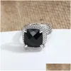 Bandringen 14 mm CZ Statement Ring Trendy White Gold PLATED 4 Prong Setting sieraden voor drop levering Dhxdc