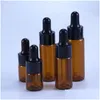 Perfume Bottle Per 50 Pieces/Batch 5Ml 10Ml 15Ml 20Ml Amber Glass Dropper With St Used For Cosmetic Essential Oil Drop Delivery Health Dh3Rk