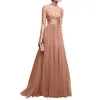 Casual Dresses Winter Evening Gown Elegant Lace Flower Brodery Maxi Dress with Half Sleeve Tight Mido för Women's Prom Party Round