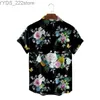 Erkek Gömlekler Tropikal Çiçek Sosyal Retro Plus Boyut Erkek T-Shirt 3D Haian Kısa Kollu Gömlek Yaz Top Camisas YQ240422