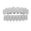 Gioielli hip hop ghiacciato griglie da denti zirconi per donne uomini per piercing gioielli cubi zirconia denti in oro grillz 8/8 tappo inferiore superiore set