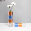 Vases Colored Crystal Cylinder Glass Vase Flowers Pots Desk Decoration Flower Arrangement Creative Floral Room Aesthetic Decor