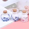 Storage Bottles Ceramic Glass Dappen Dish Bottle Liquid Glitter Bowl Cup With Wood Lid Peony