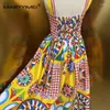 Vestidos casuais maryyimei moda feminina vestido de algodão puro espaguete strap sicilian clássico holida s-xxl