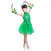 Set di abbigliamento abito da balletto per ragazze verdi per bambini in costumi da ballo jazz costumi costumi da ballo