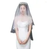 الزفاف حجاب الزفاف فستان الزفاف حجاب النمط الكوري المصنوع يدويًا زهرة حبة لزجة 1.5 متر بسيطة لينة