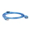 All Copper 0.3/0.5/1/ 1.5/3/5/10 Meters Transparent Blue USB Extension Data Cable USB2.0 Male To Female