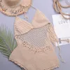 Hirigin Women Sexy Sexy Crochet Tnit Mini Skirt Set Hollow Out Tops Tops Short 2 Piece Summer Beach Swimsuit Ups 240422