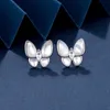 Boucles d'oreilles de papillon Van Gold Van Gold Plein de diamant Fritillaria Shell Super immortel Luxury Avancé et Simple