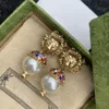 Luxury Big Pearl Earring Charm Classic Tiger Ear Stud Retro Color Boucles d'oreilles en diamant Femmes Bijoux d'oreille avec box243G