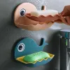 皿壁に取り付けられた石鹸箱かわいい漫画クジラ石鹸皿ホルダーバスルームストレージシェルフ排水オーガナイザートレイ