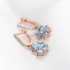 Ohrringe Yezoxa Herz erzeugt blau Topaz 925 Sterling Silber 14k Roségold Plattierung Dangle Drop Lucky Ohrringe für Frauen