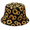 Beretti uomini donne foglie estive Stampa Cappello Secchio Cappello Outdoor Wide Brim Sunier Hip Hop Hop pieghevole Cotton Panama Fisherman