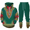 African Dashiki Style ethnique 3D Print Tracksuit Set Casual Hoodie Pantals 2pcs sets hommes / femmes Streetwear Folk-Custom Streetwear 240412