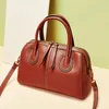 Sac 2024 Cow Hide Geatine Leather Femmes Hands Sac à main Elegant dames Boston Boston Messenger Sacs Satchel Green Totes