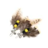 Spielzeug 5pcs/10pcs künstliche Insektenkatze Teaser Stick Accessoires Braune Feder Ersatz Kopfkätzchen Haustier Spielzeug Zauber