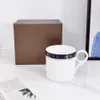 Designer muggar 300 ml ben porslin mugg blå gyllene kant randig kontor teacup hem frukostmjölk kopp