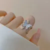 Cluster Rings Vintage Butterfly Cool Design Metal Open Adjustable Ring For Girls Silver Color Pearl Finger Fashion Jewelry