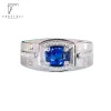 Rings Fentteci 925 Sterling Silver Domineering Sapphire Men's Ring Persoonlijkheid ingelegde kleurrijke edelstenen diamanten trouwring iets blauws