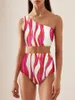Listras de roupas de banho feminina listras contrastantes de biquíni de duas peças 2024 Designer Fashion Trend Beach férias de férias