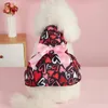 Dog Hearted Print Dress Spring Dog Clothes for Small Dogs Girl Valentines Puppy Princess Tutu Cute Dog Tulle Dresses Pet Party C 240422