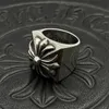 Ch trendy trendy ring carré fleur croix de croix vieux punk hip hop