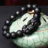 STRANDS Hoge kwaliteit Grade A Renaceous Obsidian Six MS True Spreuken Pixiu Bracelet Man Frosted Hand Series Natuurlijke Obsidian Stone