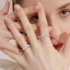 Pierścienie ślubne Pełny Pierścień Mossanite 925 Srebrny Srebrny Gold 2*4mm Emerald Cut Diamentowe pierścionki Wedding Eternity Band dla kobiet 240419