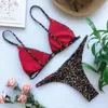 Femme maillot de bain sexy Leopard Bikini 2024 Summer plage Set Ladies Holiday Swimming Piscine Bathing Fissure 240418