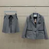 Gray Women Blazer Skirt Set Letters Woman Formal Blazers Dress Suit Elegant Luxury Designer Jackets Skirt Outfits