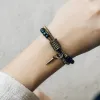 Strands Bracciale Obsidian Perle Bracciale Brass Brass Bracciale Unisex per le donne Bracciale personalizzato fatto a mano