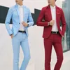 Herrdräkter (jacka byxa) lyx män bröllop kostym manliga blazrar för kostym affärsformell parti blå klassisk röd
