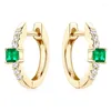 Boucles d'oreilles EGS-296 Lefei Fashion Luxury Diamond-Set Classic Design Emerald Round Circle Oreille d'oreille pour les femmes 925 Sterling Silver Party