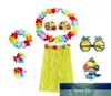 8PCSSet Grasrokken Hawaiiaanse feestdecoret Zet Pineapple Zonnebril Artificiële bloem Garland Girl Kleed Feestelijke voorraden Facto1624262