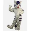 2024 Erwachsene Größe Grau Langfell Husky Fox Maskottchen Kostüm Halloween Carnival Unisex Erwachsene Outfit Fancy Kostüm Cartoon Thema Kostüm