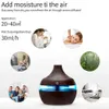 Humidifiers 300ml high-quality aromatherapy essential oil diffuser with sawdust remote control ultrasonic air humidifier equipped with 7-color light Y240422