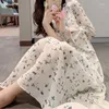 Party Dresses Fashion V-Neck Printed Loose Folds Ruffles Long Dress Female Clothing 2024 Summer Office Lady Flare Sleeve Floral