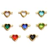 Charms 10pcs/lot Stainless Steel Crystal Heart Shape Double Ring Pendants For DIY Bracelet Necklace Beads Jewelry Making Accessories