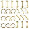 24PC Set Stainless Steel Body Piercing Jewelry Bulk Nose Ring Tongue Bar Stud Earring Eyebrow Labret Horseshoe Lot Pack 240409