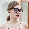 Lunettes de soleil Fashion simple Unisexe anti-bleu Light Big Black Round Plain Lunes pour hommes Femmes Radiation informatique Protection