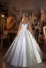 Luxury A-Line Women Wedding Dress Sheer Neck Long Sleeves Bridal Gowns Sequins Sweep Train Dress Custom Made