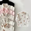 Girls Print Turtleneck TShirt Spring And Autumn Childrens Cotton LongSleeve Basic Shirts Baby Kids Clothes Top Tees 240409