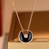 High Quality Luxury Necklace 18k gold plated amulet necklace for women inlaid with white red and black agate circular pendant collarbone chain