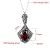 Necklaces Vintage Women Garnet Pendant Real 925 Sterling Silver Necklace Pendant Lady Wedding Party Love Fine Jewelry Handmade Design Gift