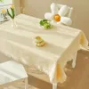 Cotton and Linen Japanese Style Dining Table Cloth High-end Photography Book Tablecloth Pastoral French Round Thickened Tea