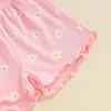 衣類セットPudcoco幼児の女の女の子の女の女の子の夏の服短袖レタストリムフローラルトップセット6