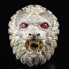 Rhingestone Dominering Men de cristal anneau Creative Lion Head Rings84339014610912