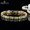 Dubai amarelo Jóias de cor de ouro oval Oval Green Crystal Connect Bling CZ Pulseira de pulseira de mulheres elegantes para mulheres AB079 Link Chai266D